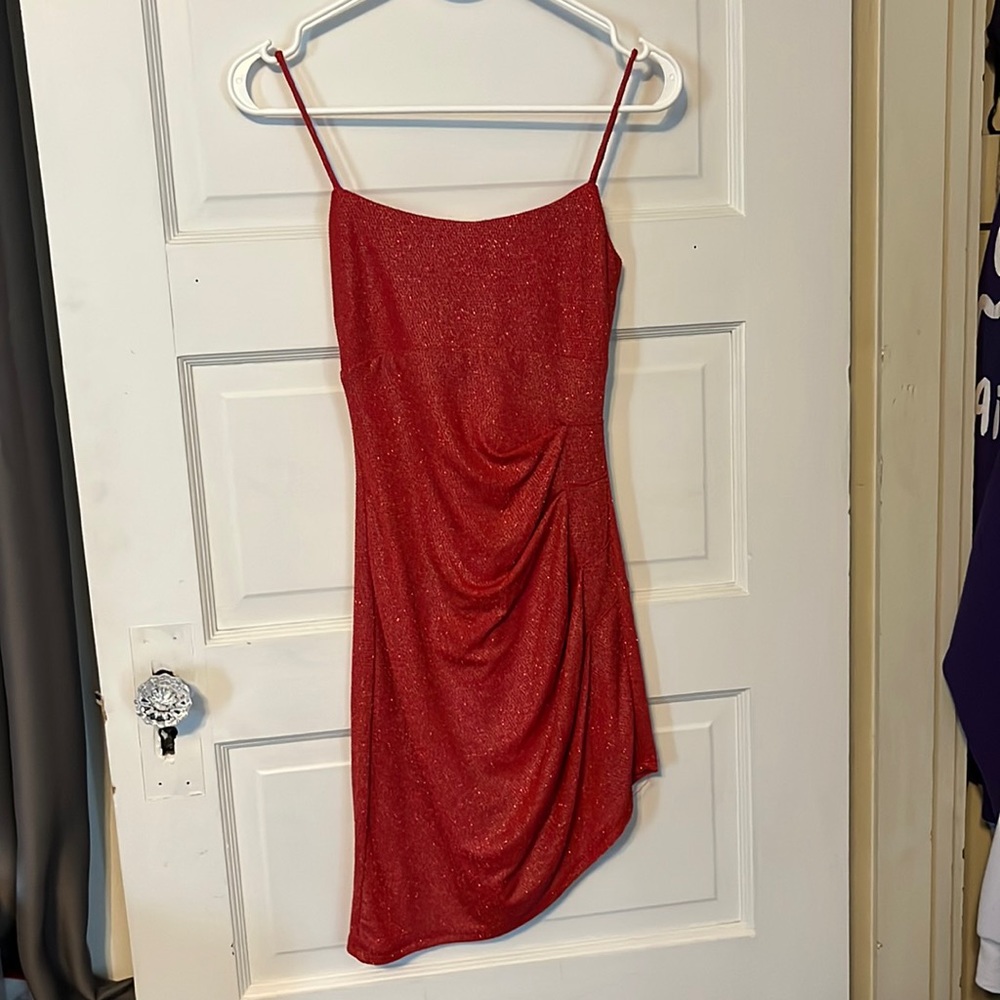 sparkly red mini dress